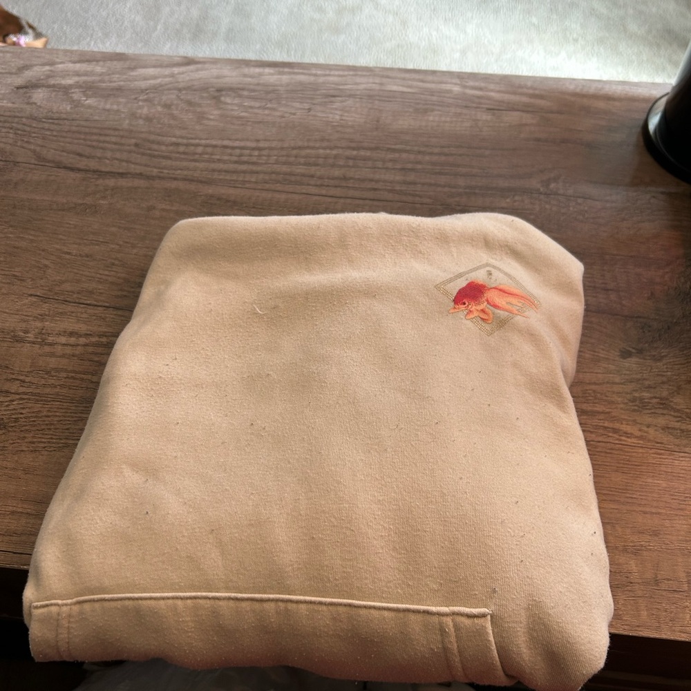 Cream Sweatshirt with Embroidered Fish